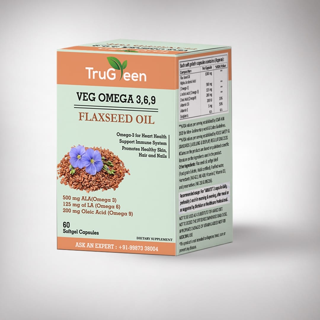ATLANTIC GOLD's Veg Omega 3,6,9 Flax seed oil capsules box