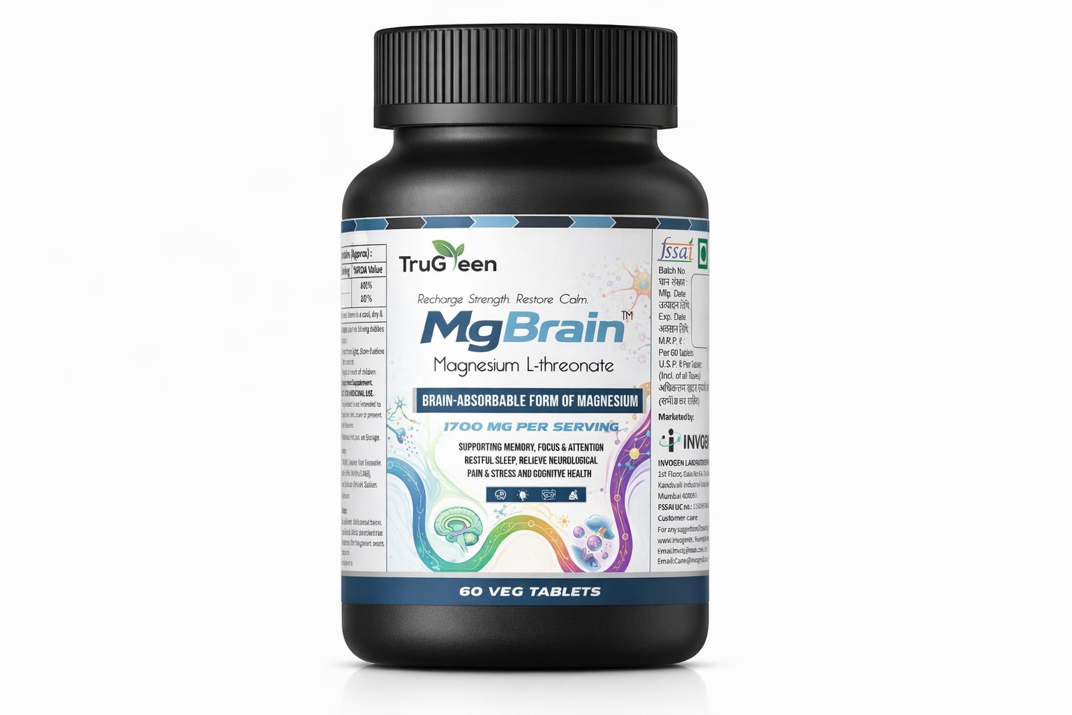 TruGreen's MgBrain Magnesium L-Threonate tablets for memory bottle pack